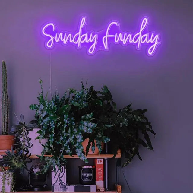 Custom Logo Sunday Funday Led Flex Transparent Acrylic Plexiglass Neon Sign Light Letter Board Party Background Decoration