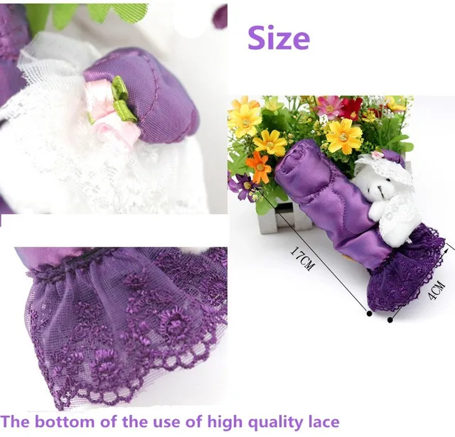 Ensemble D'accessoires De Décoration D'intérieur De Voiture, Violet, Pour  Femmes, Filles, Housse De Roue En Soie, Ceinture De Sécurité, Levier De  Frein À Main - Directeur Couvre - AliExpress