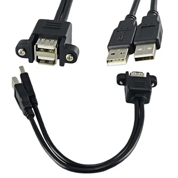 

Dual USB 2.0 Extension Cable with Screw Mount Hole Portable Accessories for Home Office LHB99