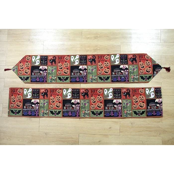 

Halloween Bat Pumpkin Ghost Table Runner Home Party Dinner Decoration Tablecloth