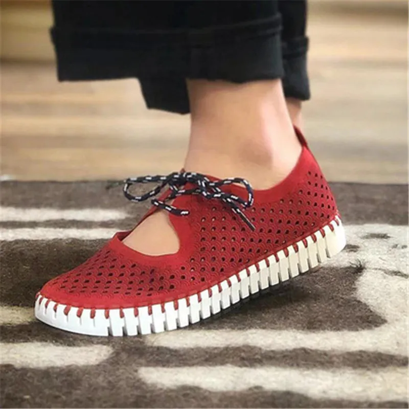 

Siddons Hot Sale Women Casual Shoes Mesh Breathable Loafers Round Toe Lace Up Ladies Sneakers Soat Lightweight Female Flats Shoe