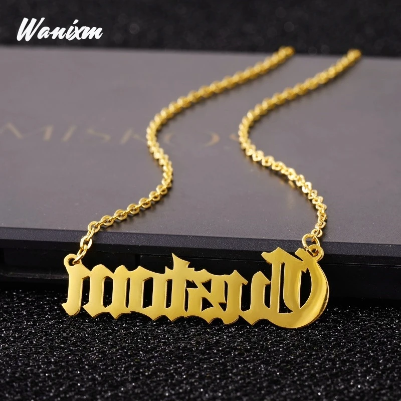 Ожерелье с именем кристаллами на заказ ожерелье со старым английским шрифтом