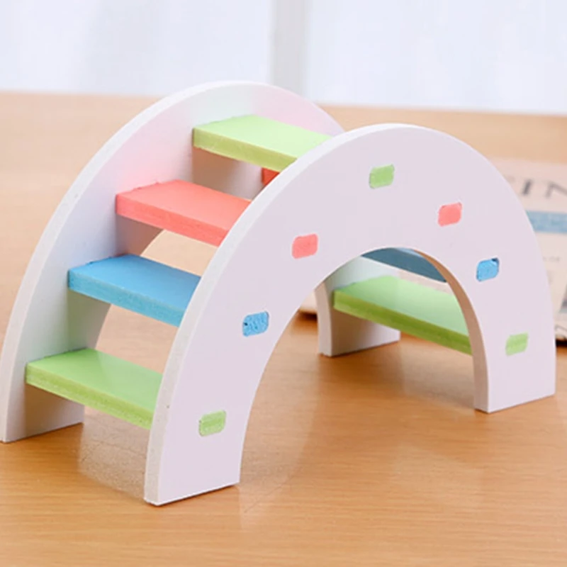 Small Pet Hamster Toys Ecological Wood Molar Toy Colorful Arch Bridge Toy US 