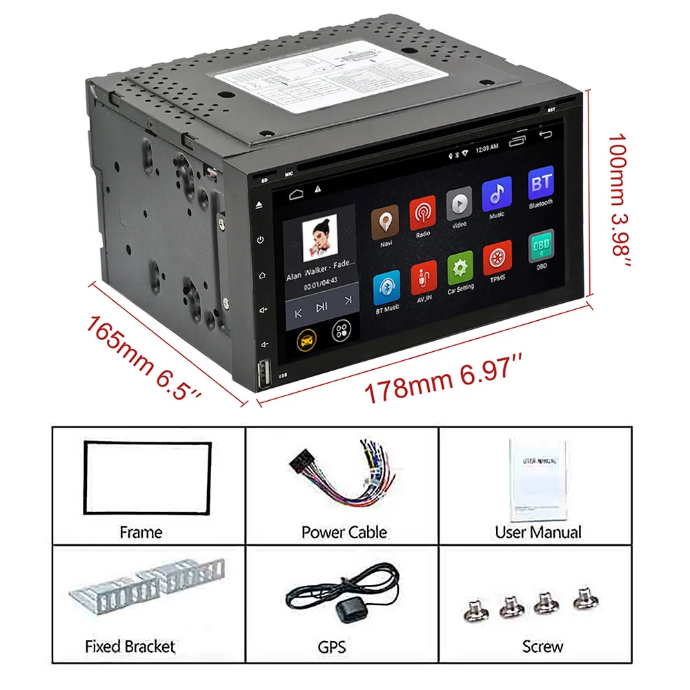 Универсальный 2Din Android 6,0 Автомобильный DVD Радио gps+ wifi+ BT+ RDS+ 1080P+ 1G+ 16G+ Mirror Link+ SWC+ сенсорный экран для Nissan Toyota Volkswagen - Цвет: Universal cable