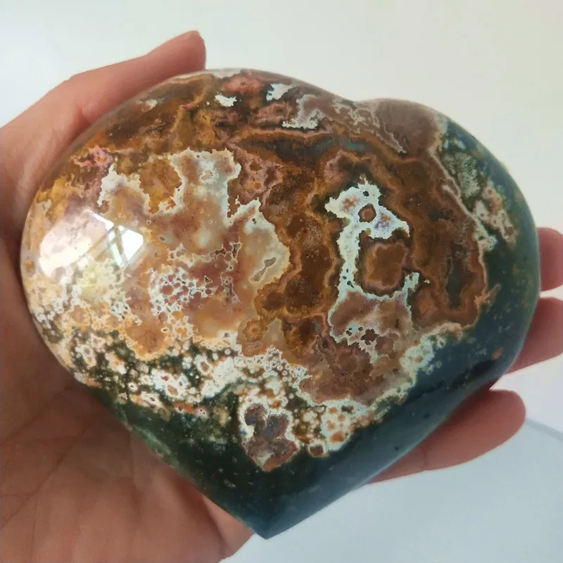 Natural sea jasper stone sea gem heart crystal stone mineral specimen crystal ston