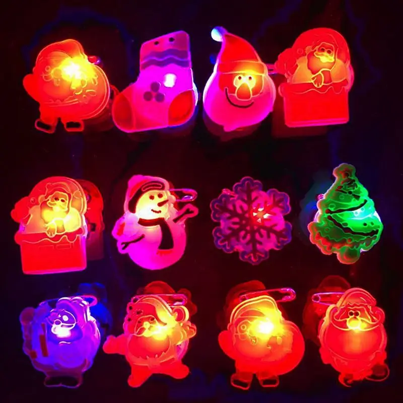 25pc Creative Christmas Decoration LED Flash Brooch Badge Children's Toys Gift Y5GB