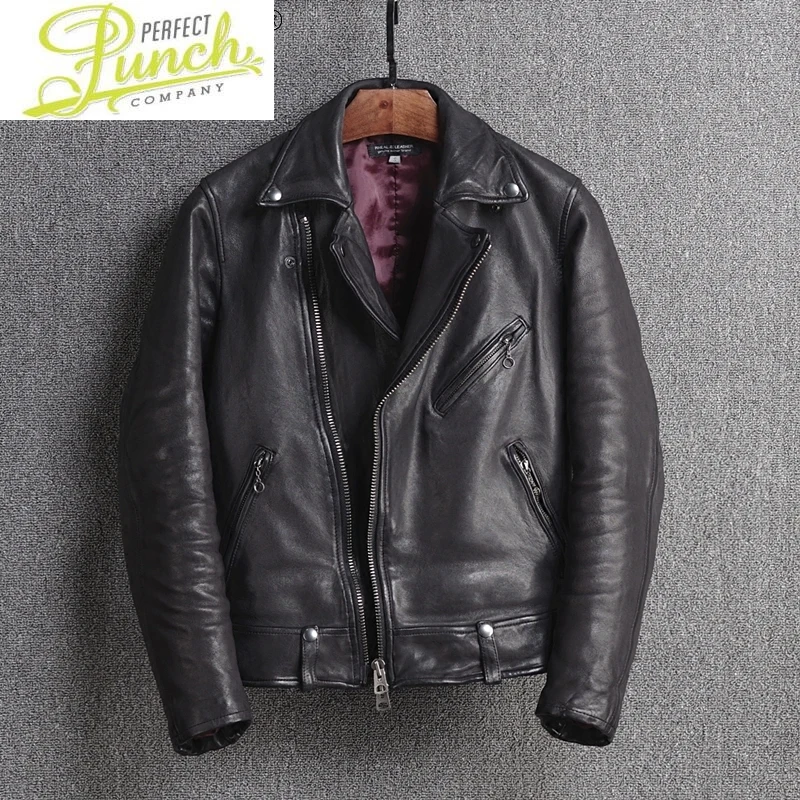 

2021 Fashion Streetwear Leather Jacket Men Vintage Motorcycle Men Clothing Real Sheepskin Coat Jaqueta Couro Masculina WPY3724