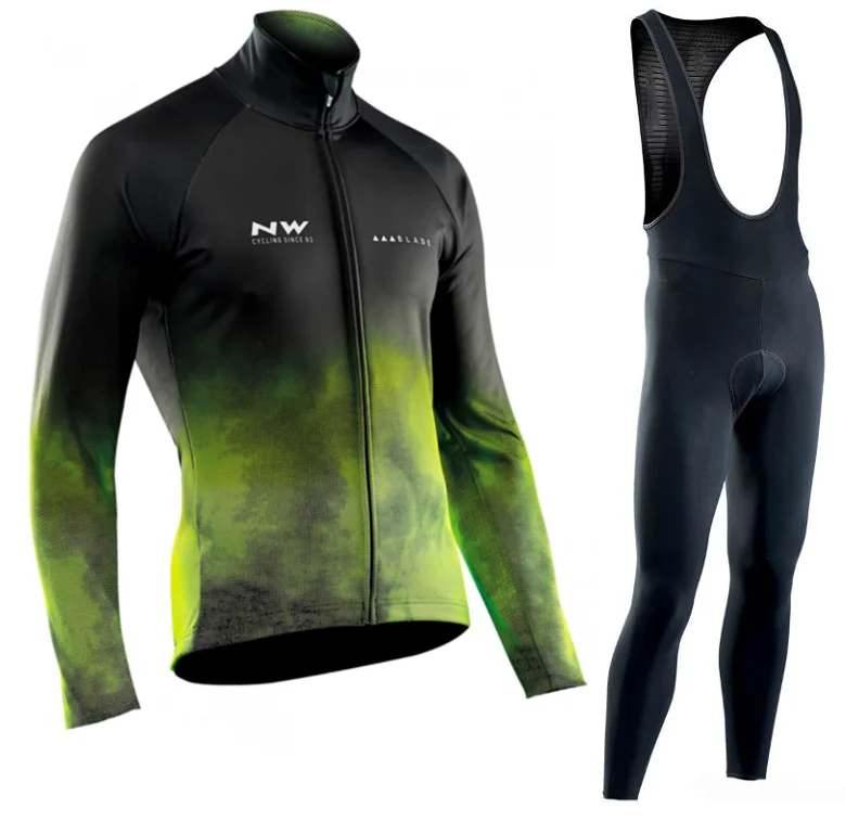 Northwave весенне-осенняя футболка костюм Maillot Ropa Ciclismo длинный рукав горный велосипедный костюм дышащая одежда для велосипедистов - Цвет: Bib Long suit