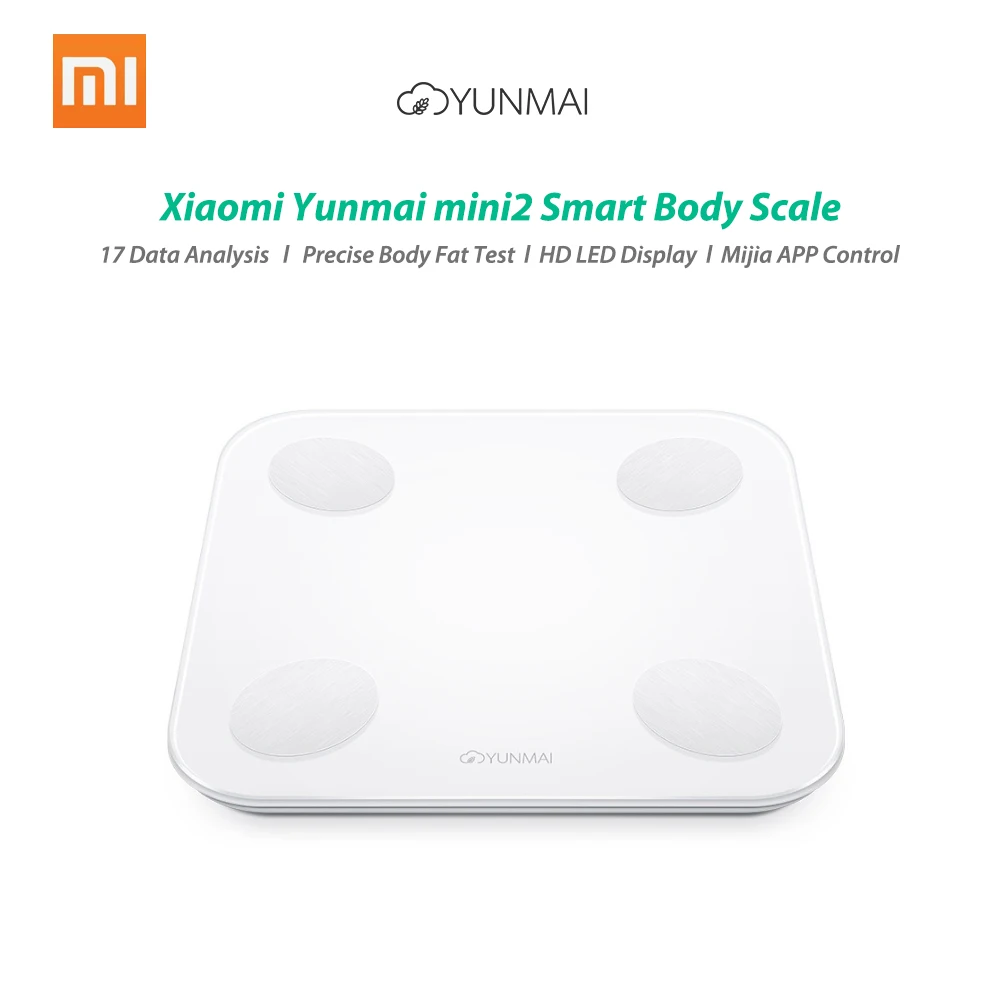 Xiaomi YUNMAI Mini 2 Смарт весы для тела баланс жира Вес весы приложение Управление светодиодный цифровой дисплей большие ноги Pad тело жир BMR тест