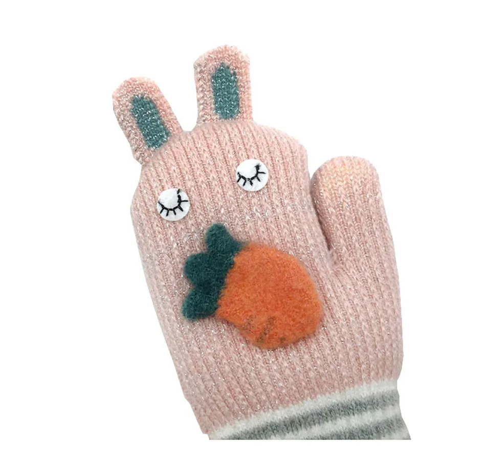 Evrfelan/высококачественные зимние перчатки для детей, зимние перчатки с милым Кроликом, утепленные хлопковые перчатки для мальчиков и девочек