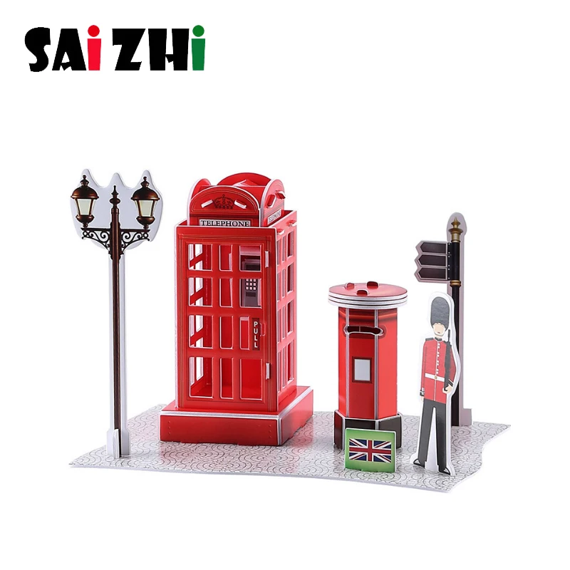 

Saizhi Educational Creative Red Double Decker Bus 3D Paper Jigsaw Puzzle Develop Assemble Model Children Game Gift Toy SZ4207