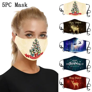 

Adult Mondkapjes 5pc Christmas Print Mouth Masks For Protection Face Mask Washable Earloop Mask Mondmaskers Wasbaar Mascarillas