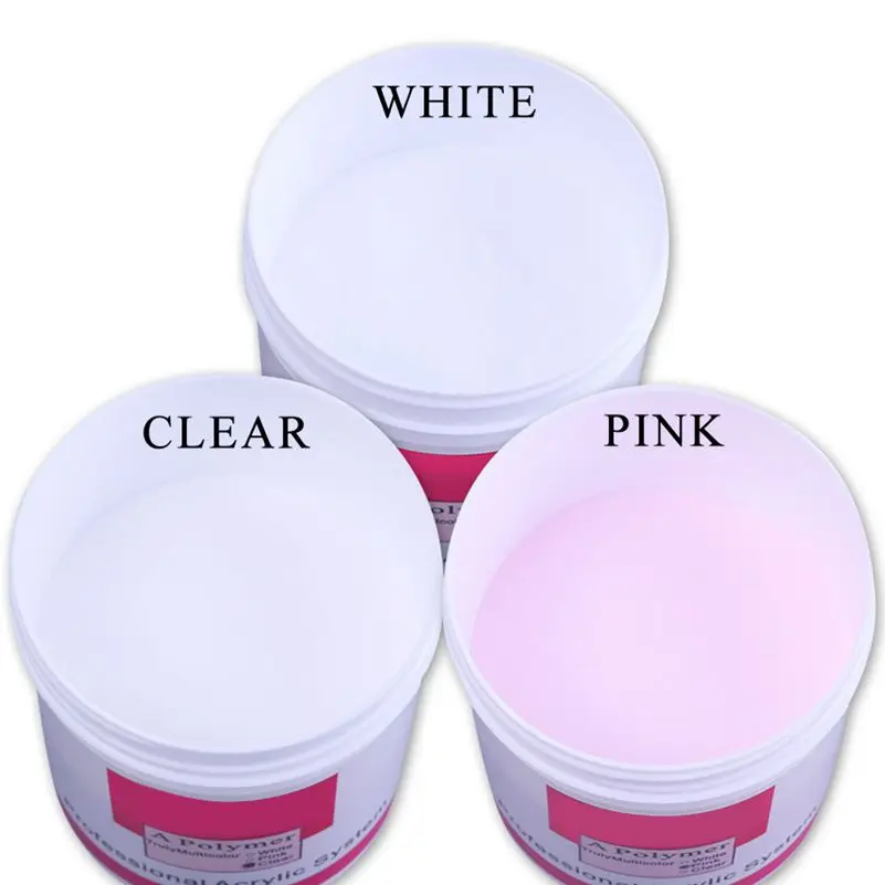 100g/Bag Clear Pink White Carving Crystal Polymer Acrylic Powder 3D Nail Art Tips Builder Acrylic System For Manicure Decor Tips