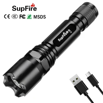 

Supfire CREE Led Flashlight USB Linterna 3 Modes 18650 Rechargeable Waterproof Tactical Torch Light-Model C2