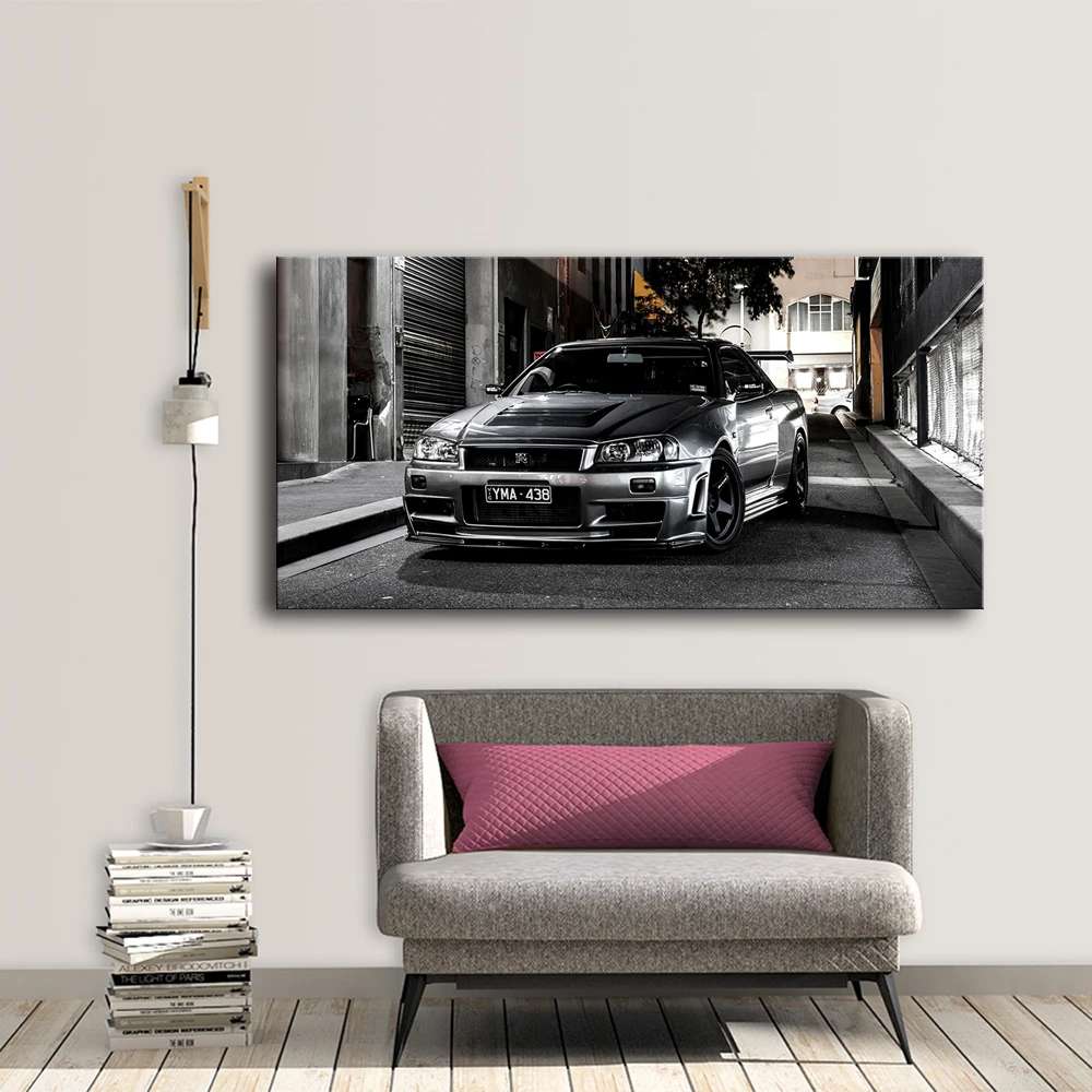 Canvas Paintings HD Print No Frame Sports car Artwork Modern Nissan Skyline Gtr Car Pictures Bedside Home Decor Wall Art Posters | Дом и сад