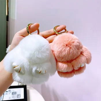 

Car keychain Rabbit Fur Keychain Bunny Rabbit Fur Male Female Quality Plush Gift Keychain Bunny Toy Rabbit Keychain 8 cm Tote