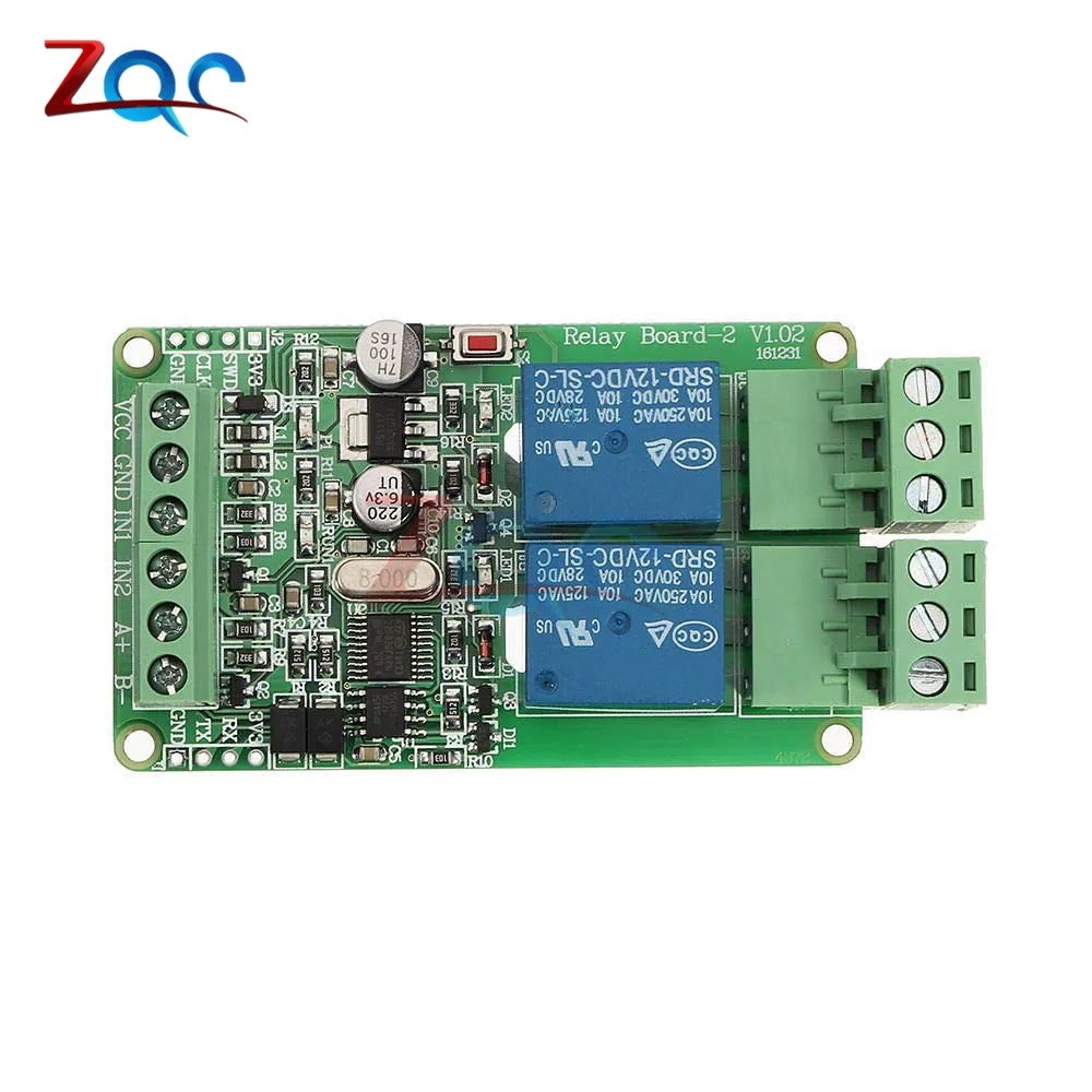 Modbus rtu 2-полосный релейный модуль 12 В выход 2 входного канала переключатель ttl/RS485 Реле интерфейса связи 2 индикатор реле