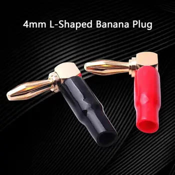 

8Pcs Red Black 4mm Diameter Banana Plugs Set Connector Brass Gold Plate Audio Speaker Screw L-shape Adapter
