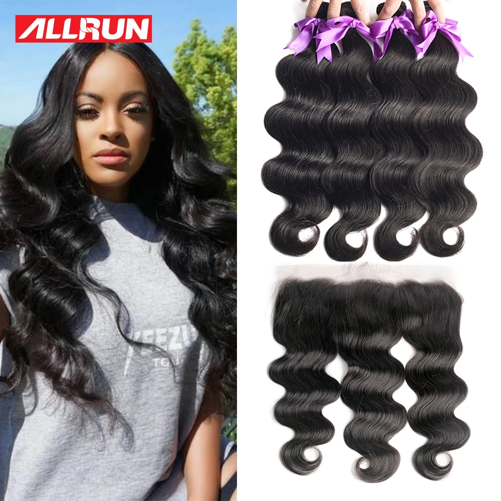 Allrun Bundles With Frontal Closure Brazilian Hair Weave Bundles