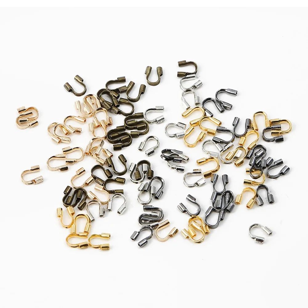 100pcs/lot 4mm Wire Protectors Wire Guard Guardian Protectors loops U Shape Accessories Clasps Connector For Jewelry Making