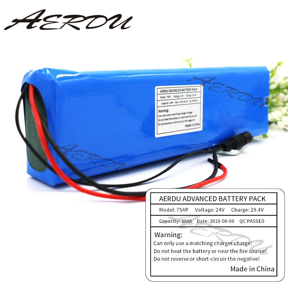 AERDU 24V 10Ah 7S4P 29 4 V 400W литий ионный аккумулятор с 20A BMS для электрического мопеда ebike