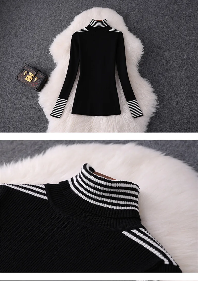 Top Brand Designer Women Sweater Skirt 2Pcs Set 2019 Autumn Winter High Neck Knit Top+Plaid Skirt Suit Set Lady Twinset