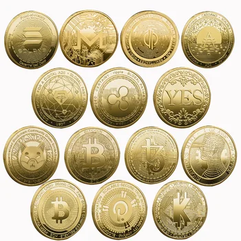 New Collectible Cryptocurrency Coin Yes No Golden Dogecoin Xrp Cardano Shiba Inu Bitcoin for Coin Collector 1