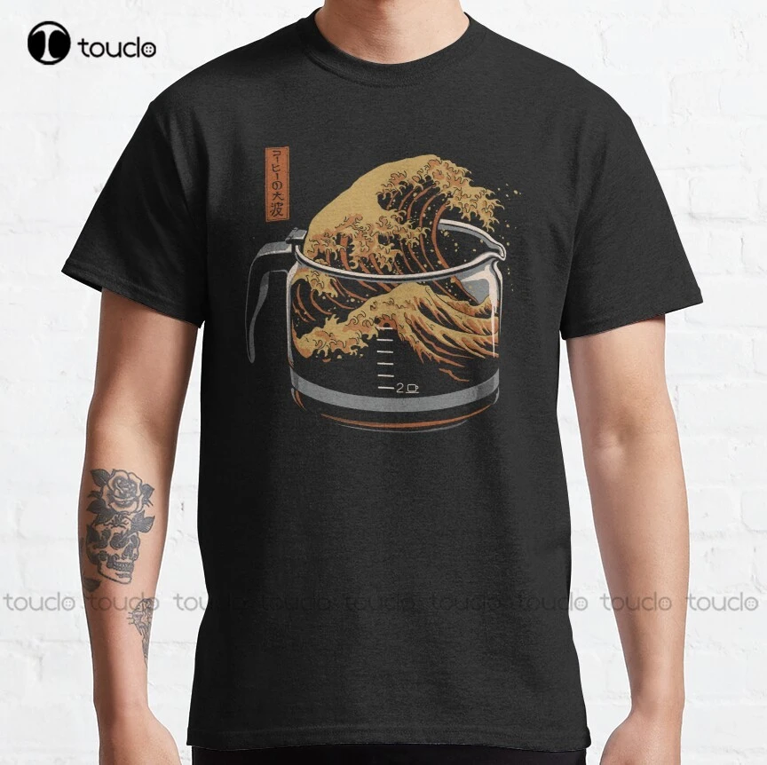 The Great Wave Of Coffee Classic T-Shirt Athletic Shirts Women Custom Aldult Teen Unisex Digital Printing Tee Shirt Xs-5Xl white t shirt for men