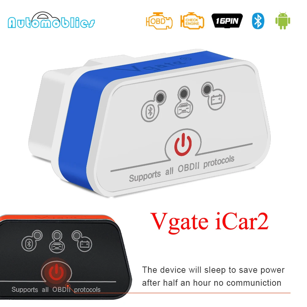 Vgate iCar2 ELM 327 V2.1 OBD OBD2 Bluetooth сканер OBD 2 ODB2 автомобильный диагностический инструмент ELM327 V2.1 Easydiag PK V1.5 для android