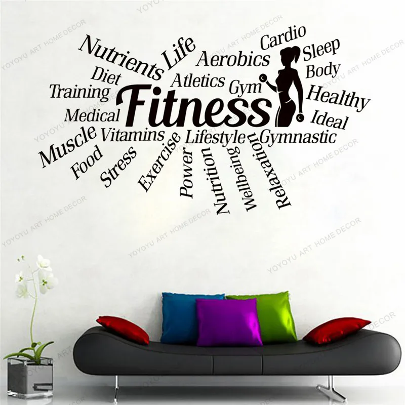 Fitness Gym Motivational Wall Sticker Inspirational Art Gym Reception Decal 