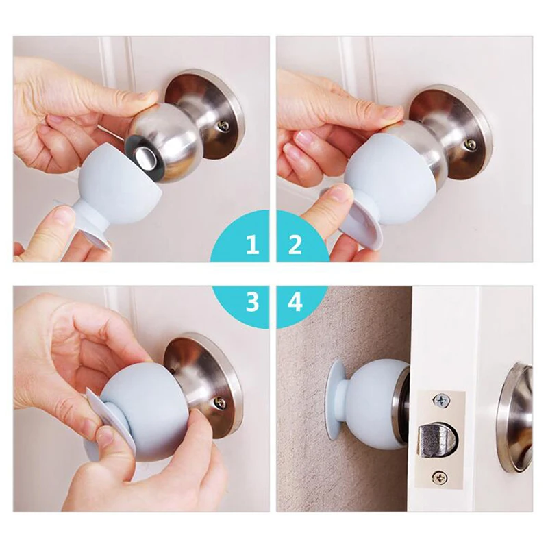 2pcs Cup type door knob Dust covers Round Rubber Wall Protector Door Handle Bumper Guard Stopper Baby Safety Supplies Crash Pad