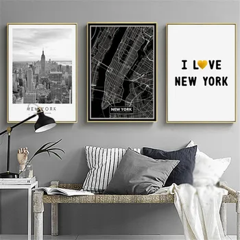 

Modern New York City Architecture Landscape Map Personalized Home Poster Decorative Painting Wall Art Picture Canvas Print