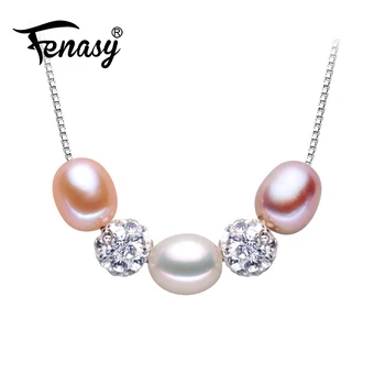 

FENASY Real Natural Freshwater Pearl Pendant Necklace For Women With 925 Sterling Silver Chain Jewelry
