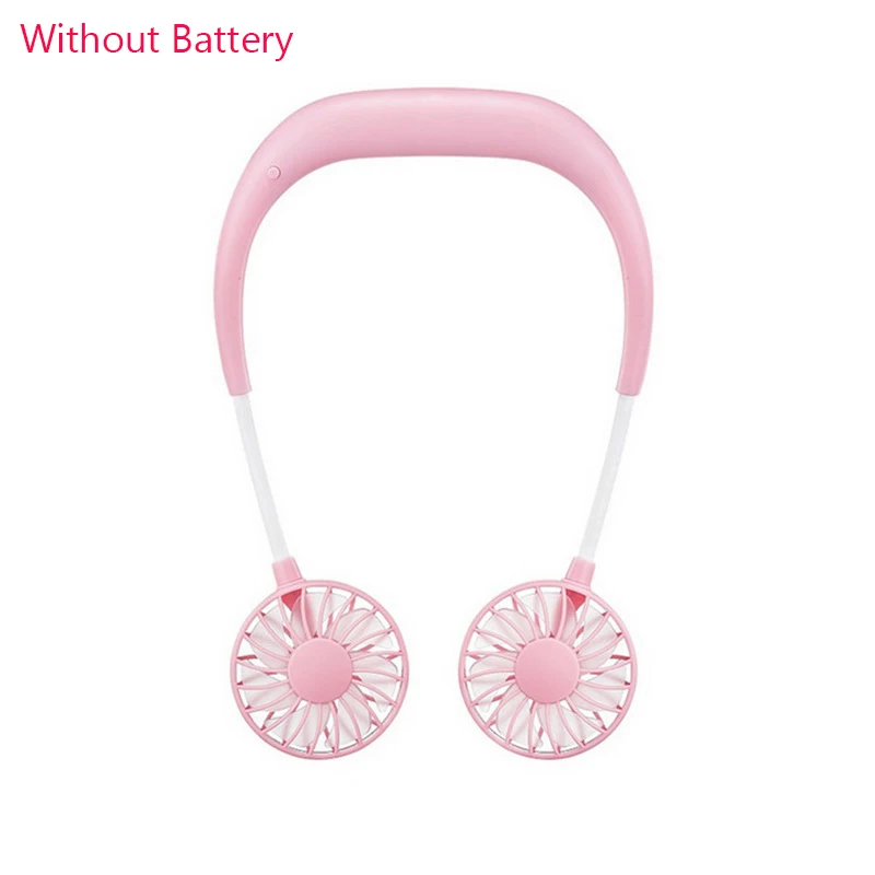 pink 1 шт. переносные вентиляторы шейные вентиляторы с USB перезаряжаемой батареей с двойной ветровой головкой для путешествий, вентиляторы для офиса - Цвет: pink