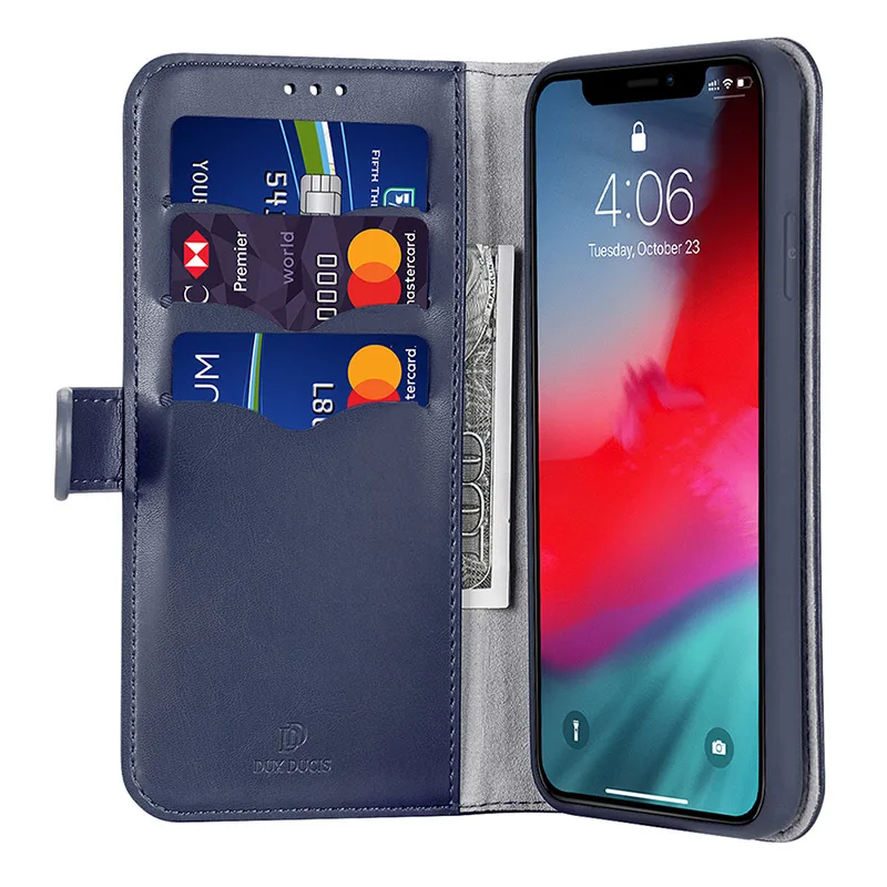 Чехол-бумажник с откидной крышкой для iPhone 11 Pro Max, защитный чехол с откидной подставкой и отделением для кредитных карт, чехол для мобильного телефона - Цвет: Синий