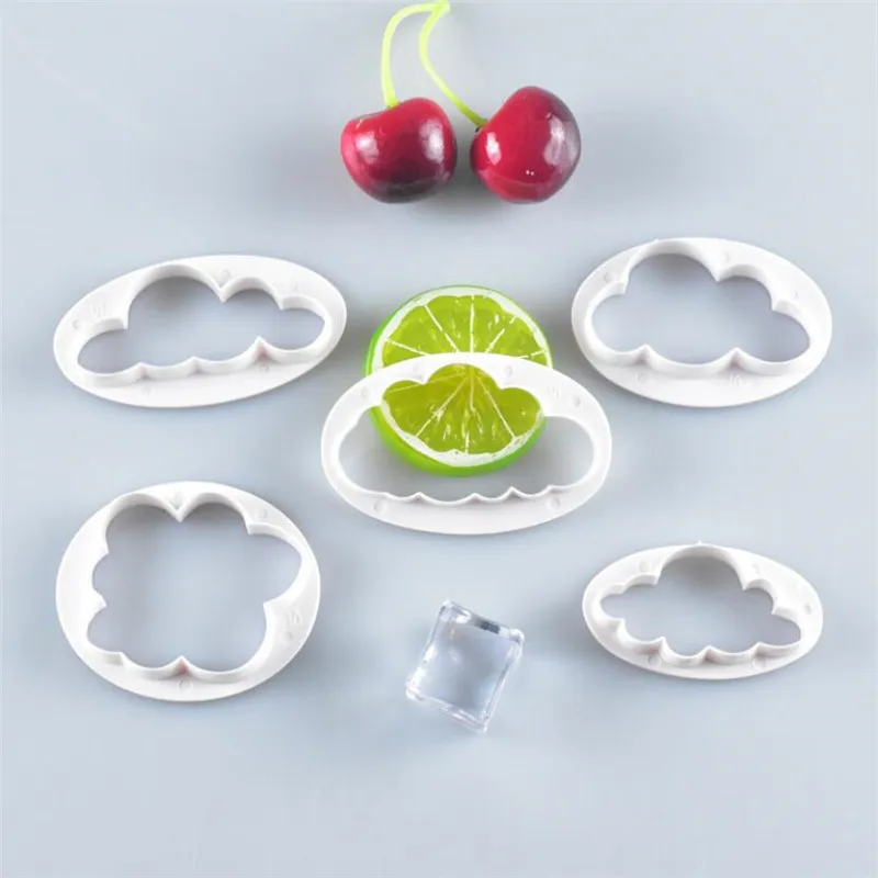 5PCS/Set Cloud Shape Cookie Cutter Made 3D Printed Fondant Cookie Cutter Biscuit Mold for Cake Decorating Tools New