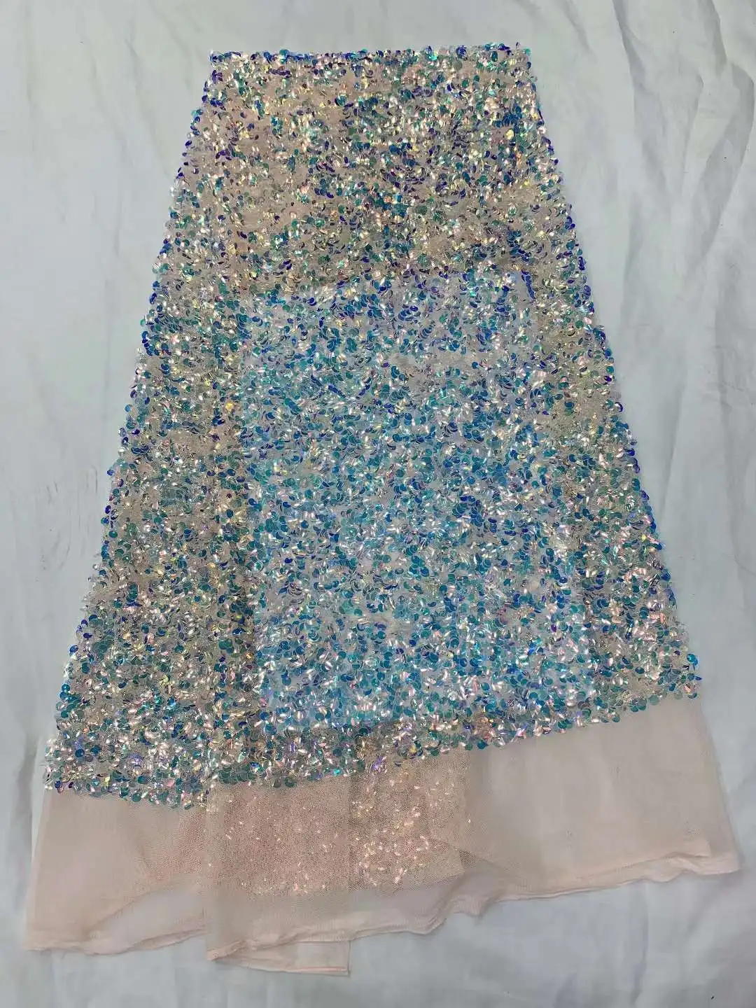 

Sequin African lace fabric Colorful sequin embroidery French mesh yan lace for evening dress /weddings party dress