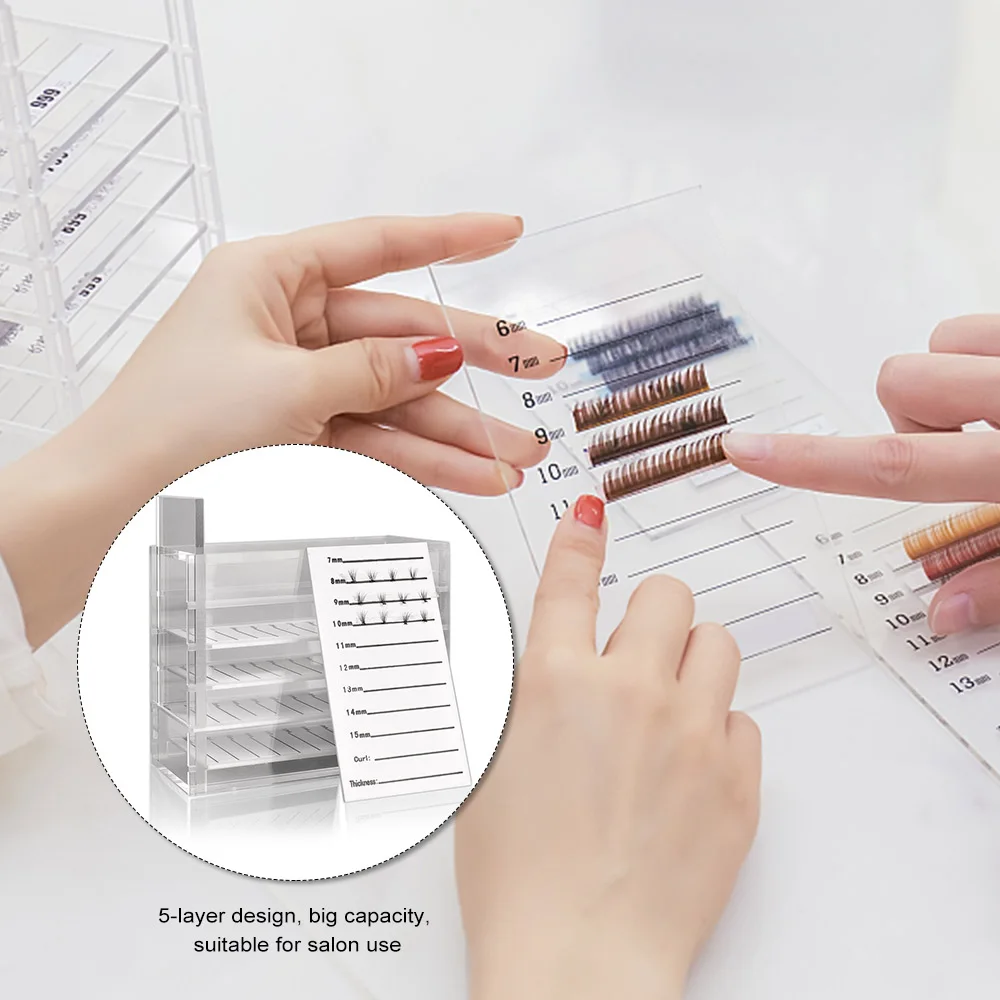 

5 Layers Clear Eyelash Storage Box Makeup Organizer False Eyelashes Glue Pallet Holders Grafting Eyelashes Extension Tool