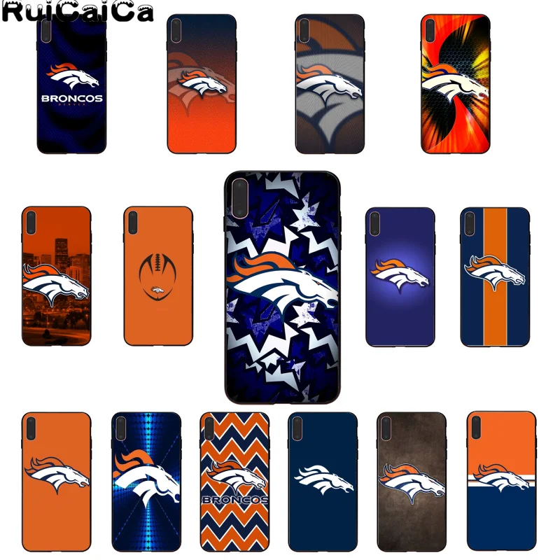 RuiCaiCa Denver Broncos Smart Cover черный мягкий чехол для iPhone X XS MAX 6 6S 7 7plus 8 8Plus 5 5S XR 11 11pro