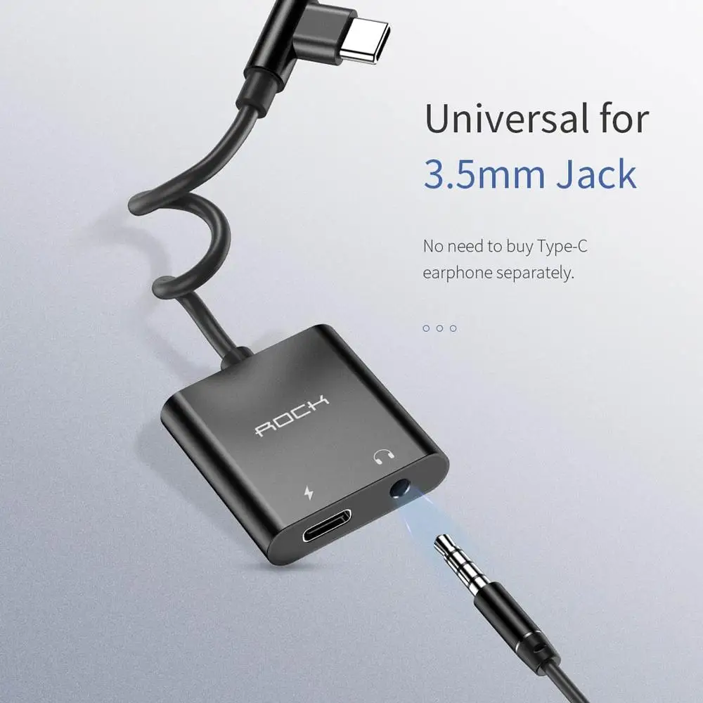 ROCK CA01 USB C Type C to 3 5mm USB C Type C PD Fast Charging Audio Adapter Cable Length 12cm Headphone adapter