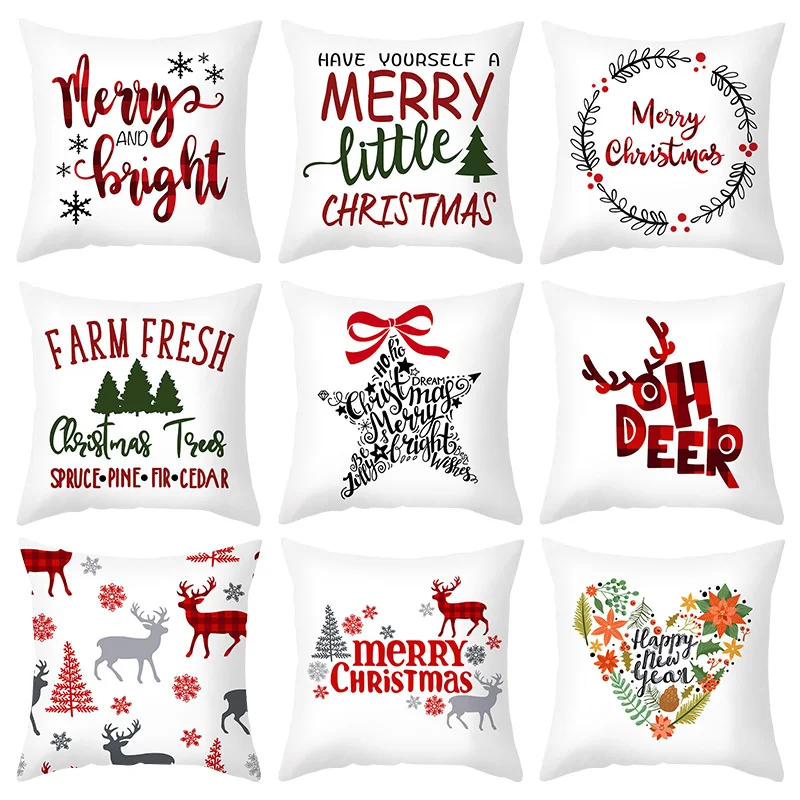 

1Pcs 45*45cm Merry Christmas Pillowcase Elk Snowflake Pattern Cushion Cover Christmas Ornaments For Car Sofa Bed Home Decoration
