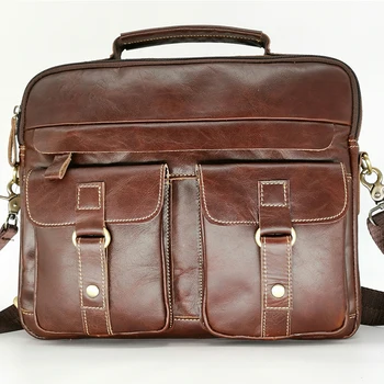 

Genuine leather men's bag tote handbag horizontal business Briefcase Male shoulder messenger bag official casual leather bag