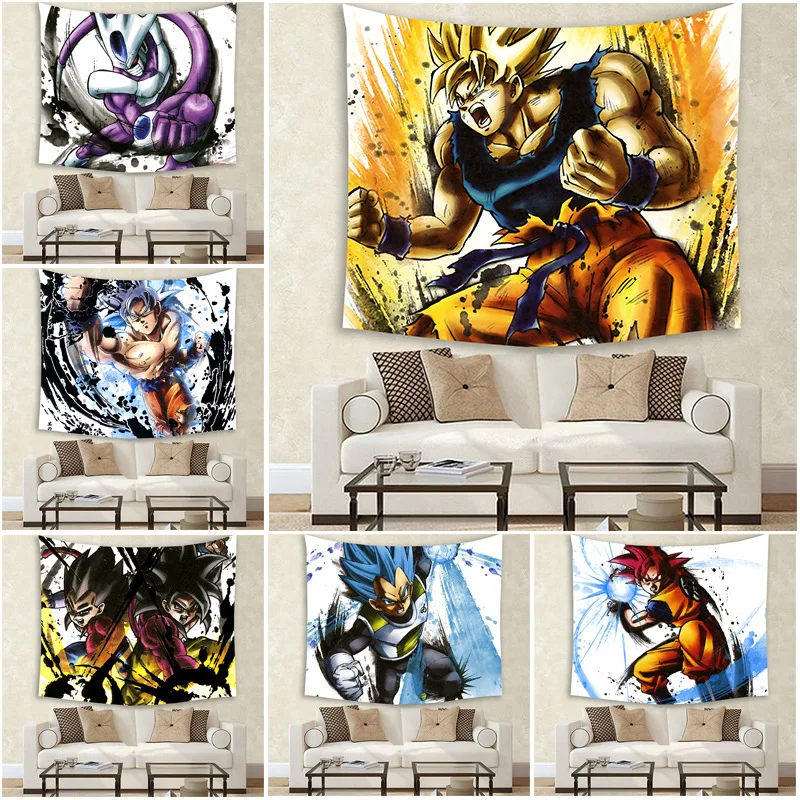 

Anime Dragon Ball Z pattern tapestry color printing wall hanging beach towel beach chair blanket bedroom living room decoration
