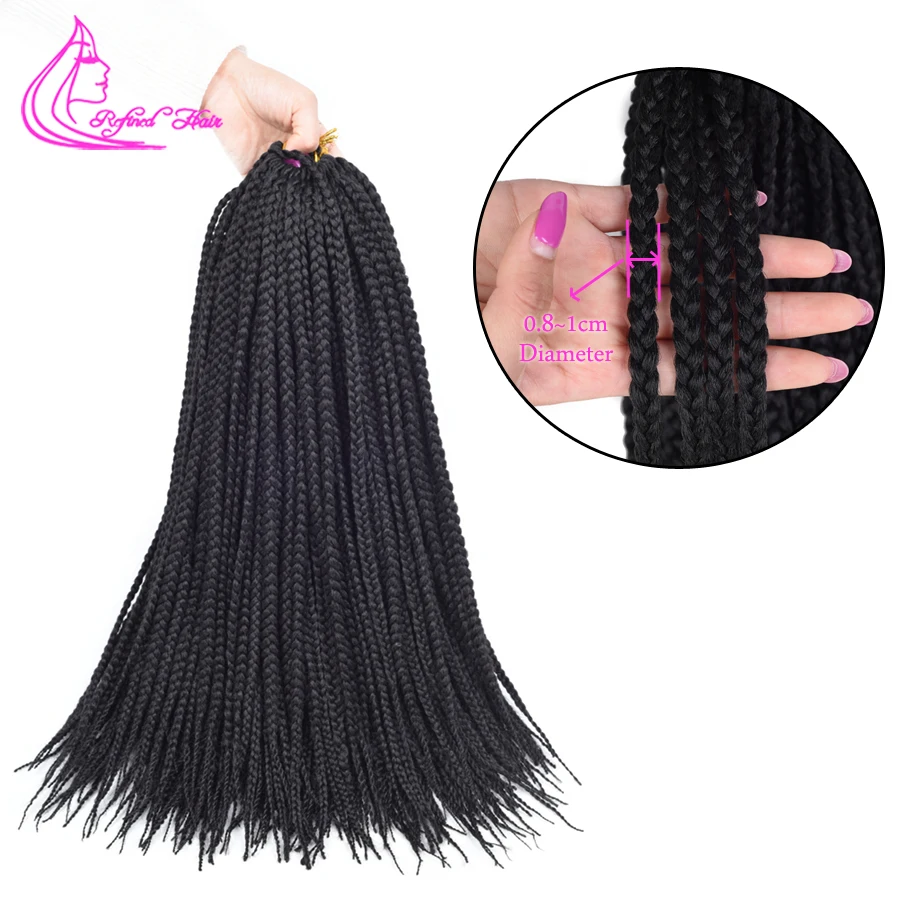 Box Braids Crochet Hair Handmade Crochet Braids 14 18 24Inches Long Synthetic Braiding Hair Extensions Ombre Black Brown Gray