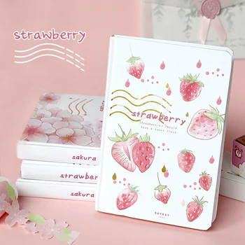 

Sweet Strawberry Hardcover Diary Book 122 Sheets 130mm*190mm Blank+Kraft+Grid+Dotted Paper Free Shipping 2020 New Gift