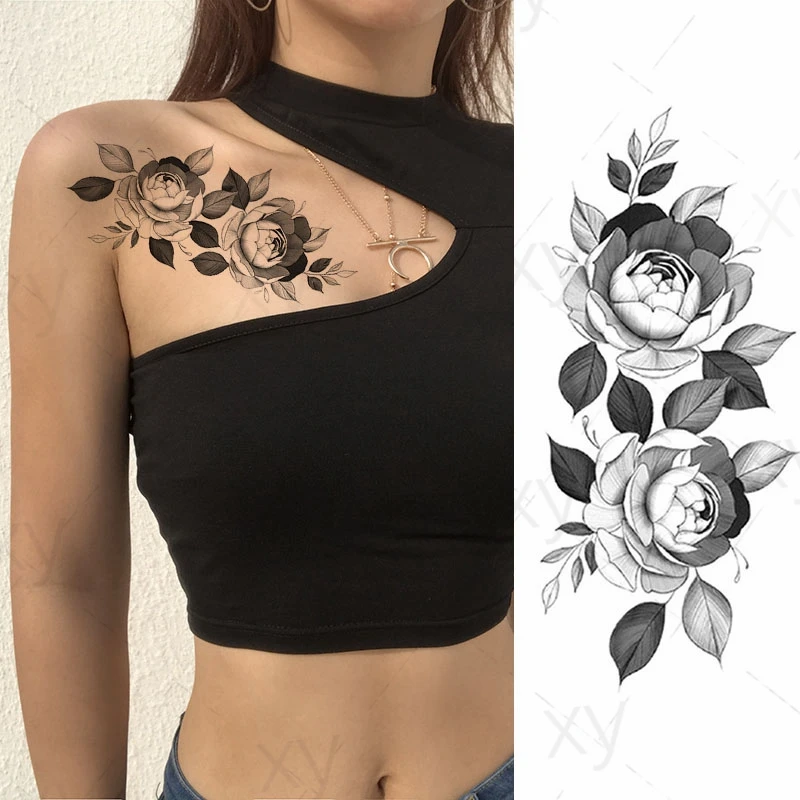 

Водостойкая временная татуировка-наклейка черно-белая фотовспышка боди-арт на руку поддельный рукав для женщин и мужчин