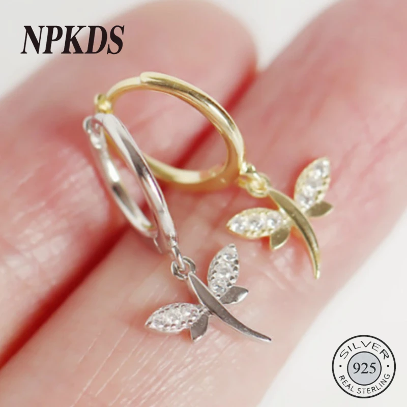 

New Sterling 925 Silver Dragonfly Insect Hoop Earrings High Quality Korea Style Animal Earrings for Women Birthday Jewelry Gifts