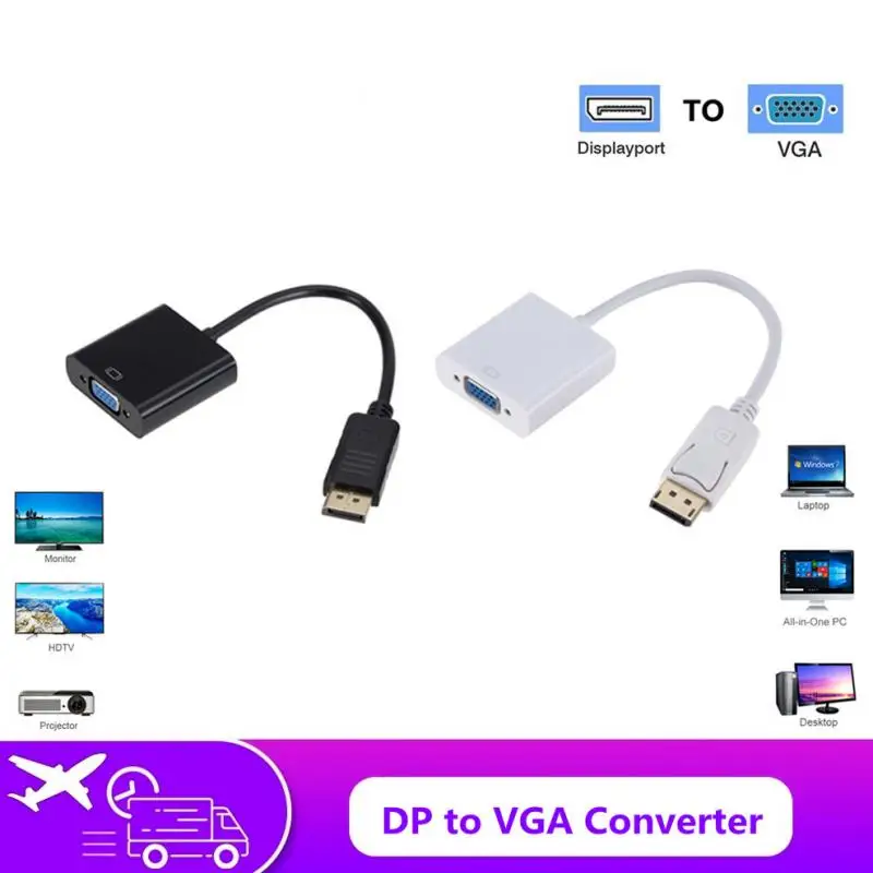 1080P DisplayPort Display Port DP Male To VGA Female Adapter Cable Converter For PC Laptop HDTV Monitor Projector 1/2/5Pcs