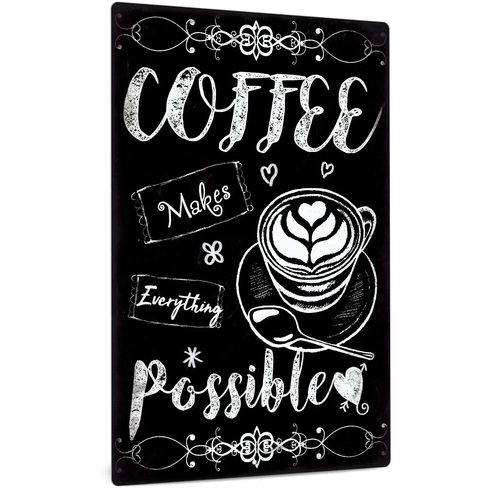 

Decor Coffee Sign, Retro Coffee Bar Wall Decor for Home, Kitchen, 12x8 Inches Vintage Aluminum Metal Sign - Coffee Makes Everyt