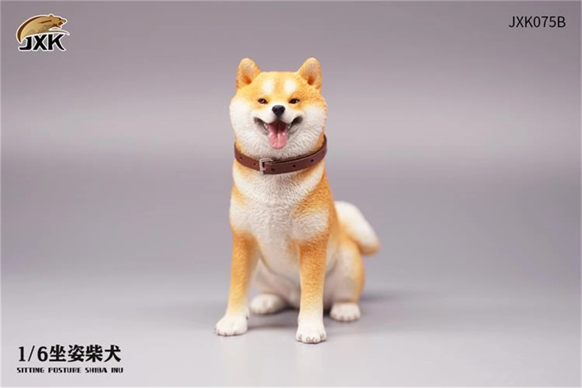 JXK 1/6 Sitting Smile Shiba Inu Model Figure Pet Animal Toy Adult